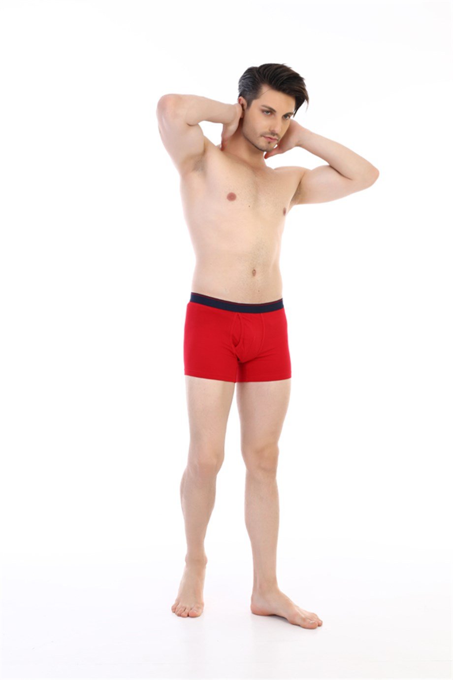 Erkek Elastanlı Cepli Kırmızı Boxer 0888