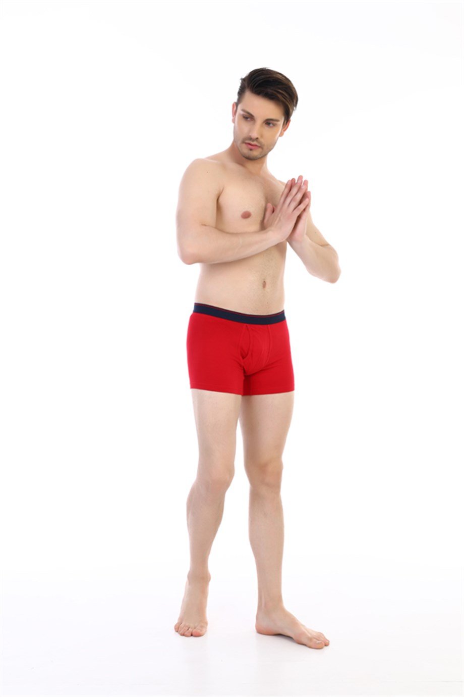 Erkek Elastanlı Cepli Kırmızı Boxer 0888