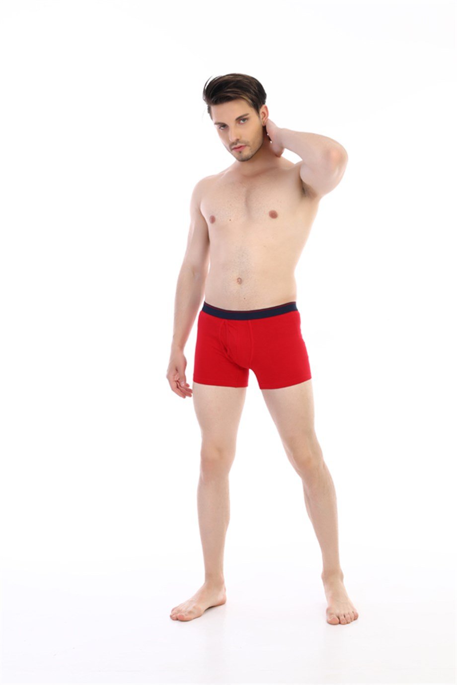 Erkek Elastanlı Cepli Kırmızı Boxer 0888