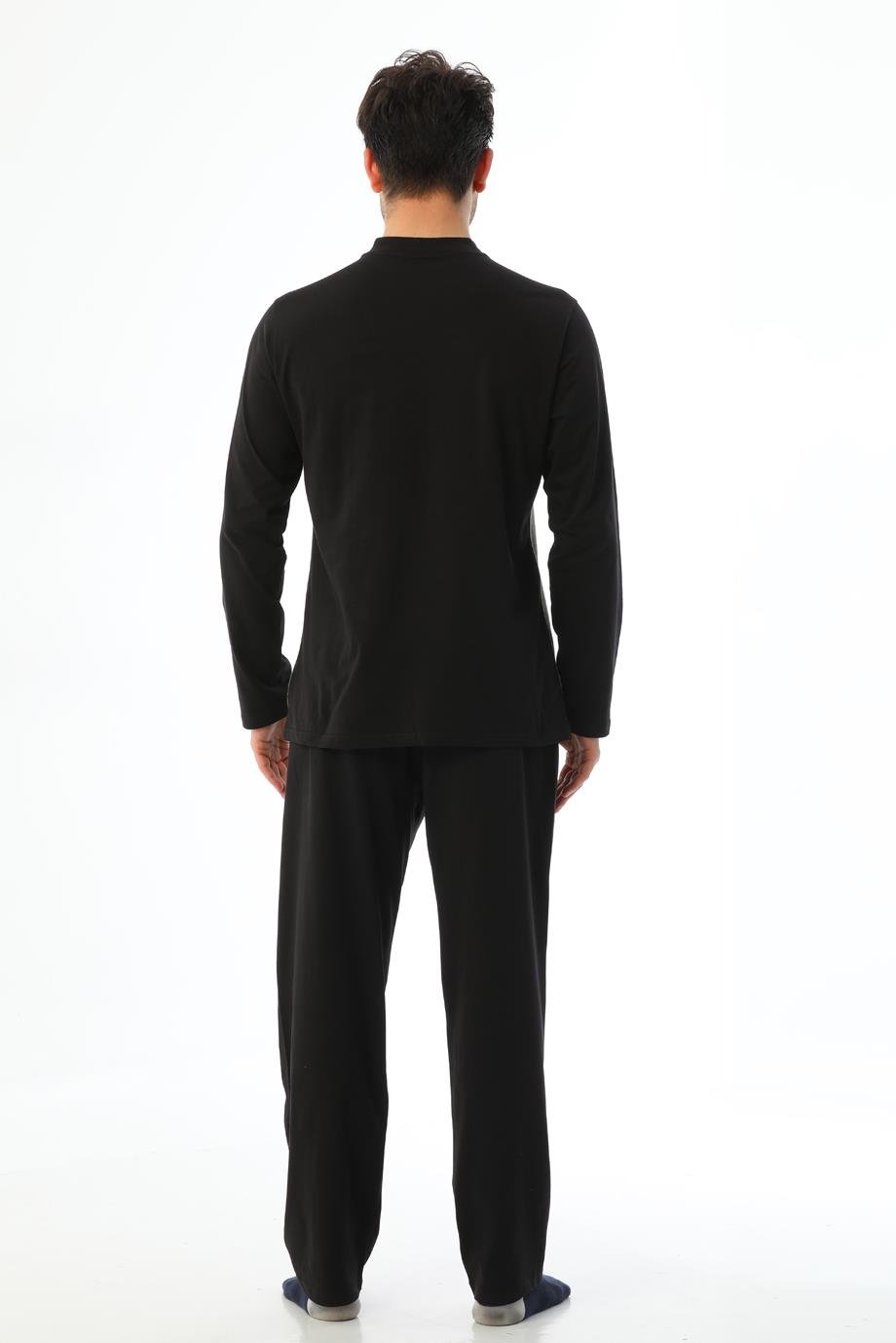 Erkek Jakarlı Patlı Uzun Kol Haki Pijama Takımı 8046