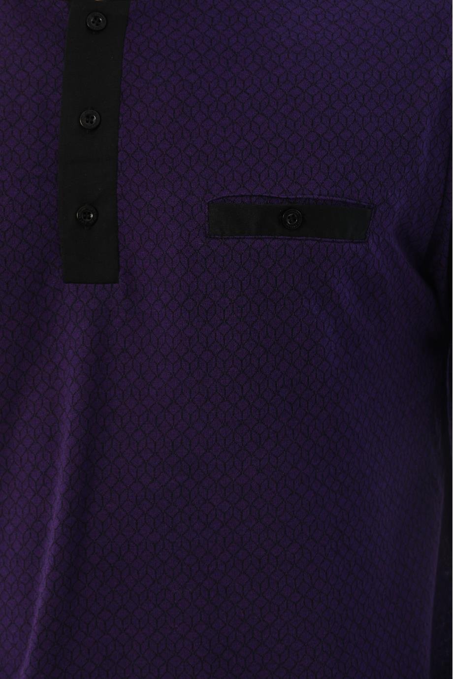 Erkek Jakarlı Patlı Uzun Kollu Pijama Takımı 8009