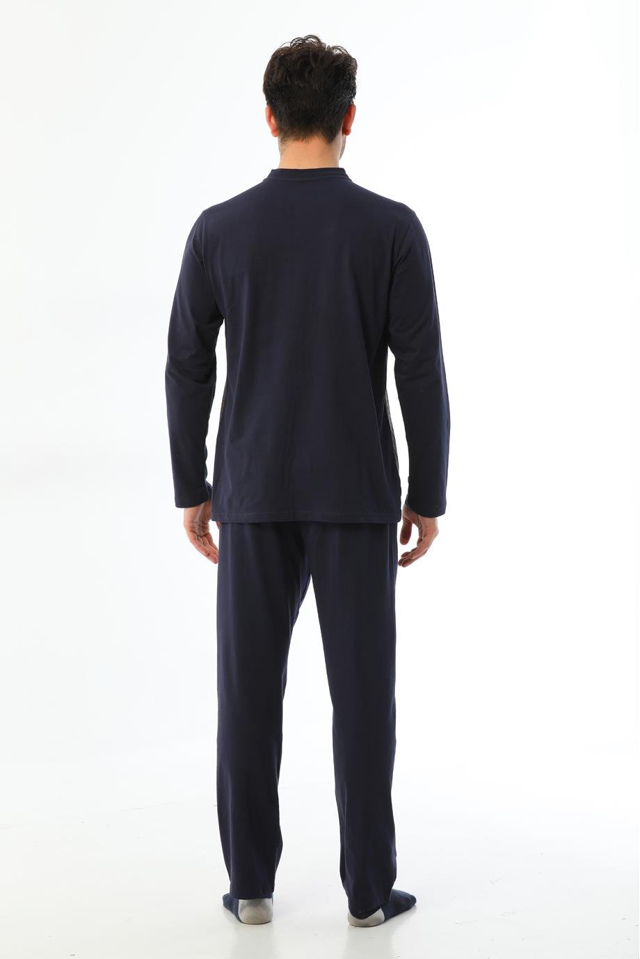 Erkek Jakarlı Patlı Uzun Kollu Pijama Takımı 8011