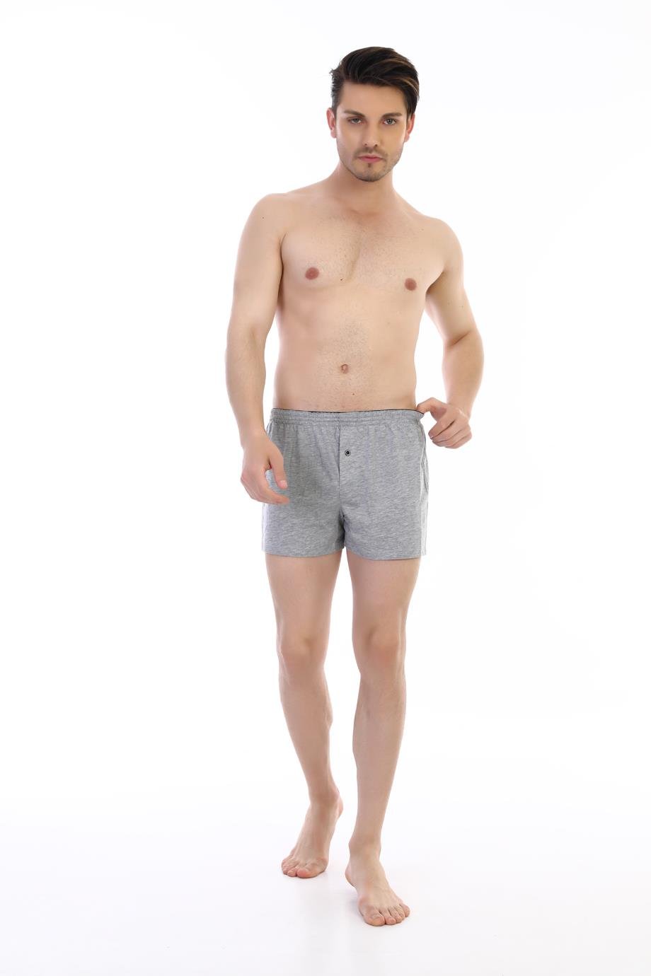 Erkek Penye Gri Boxer 805