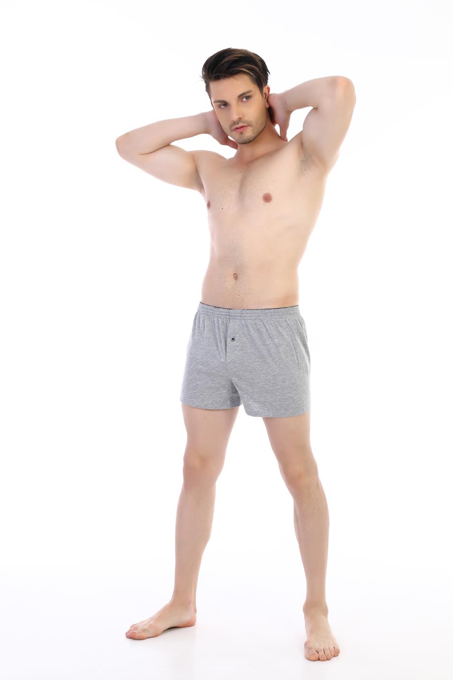 Erkek Penye Gri Boxer 805