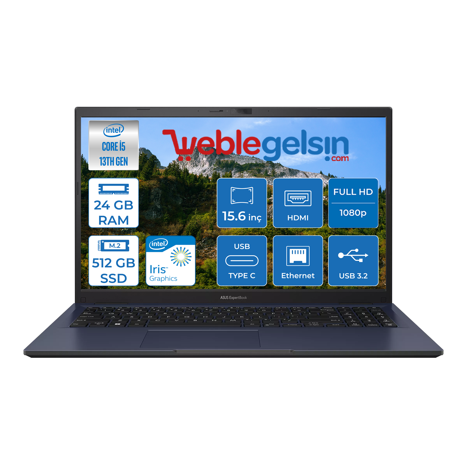 Asus Expertbook B1502CVA-I58512B1D Intel Core I5 1335U 24GB 512GB SSD 15.6 Fullhd Freedos Taşınabilir Bilgisayar I58512B1D12