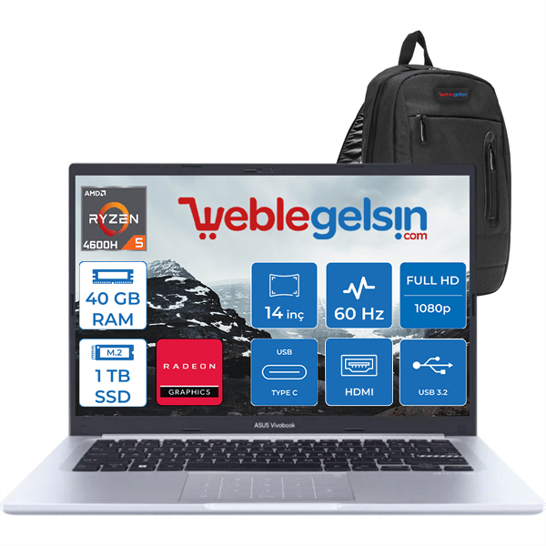 Asus Vivobook 14 M1402IA Amd Ryzen 5 4600H 40GB 1TB SSD 14