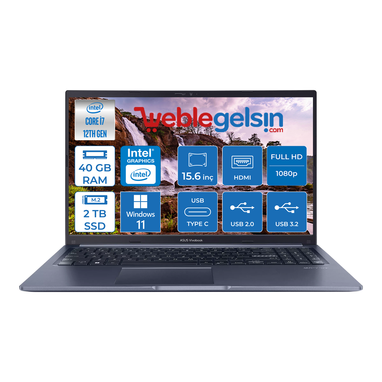 Asus Vivobook 15 X1502ZA-EJ2120 Intel I7-12700H 40GB 2TB SSD Intel UHD Graphics 15.6 inç Full Hd Windows 11 Pro Taşınabilir Bilgisayar EJ212044