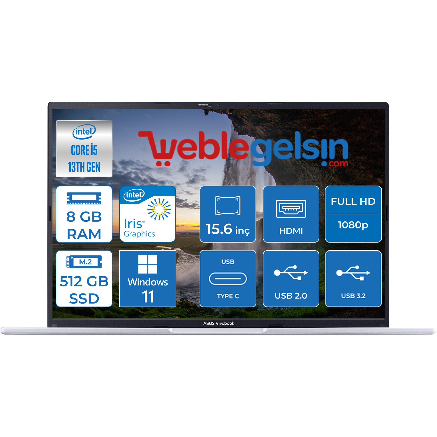 Asus Vivobook X1504VA Intel Core i5 1335U 8GB 512GB SSD Iris Xe Graphics 15.6 inç Full Hd Windows 11 Pro Taşınabilir Bilgisayar WNJ104P01