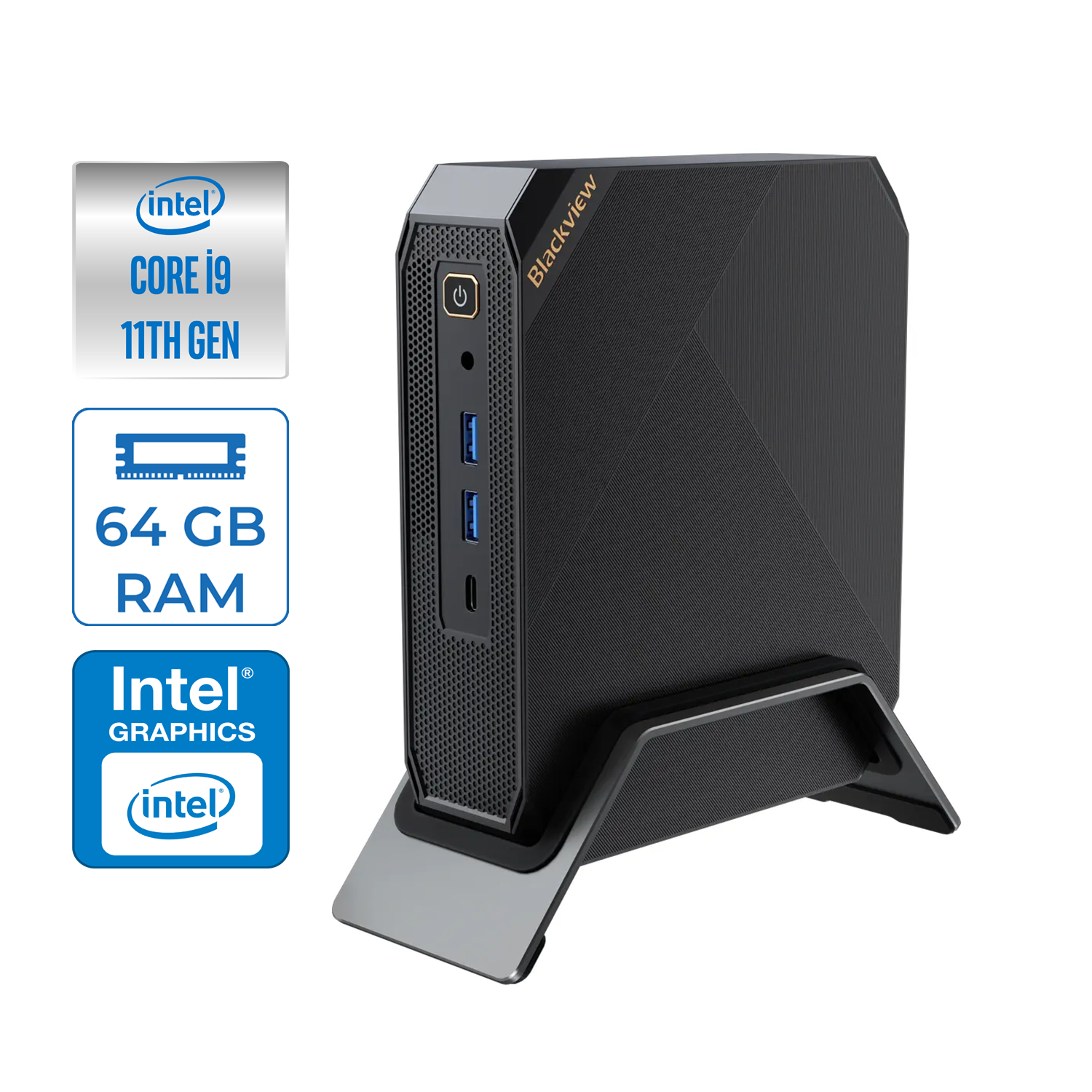 Blackview Intel Core I9 11900 64GB 4TB SSD Intel UHD Graphic Windows 11 Pro Mini Bilgisayar MP200I9P19