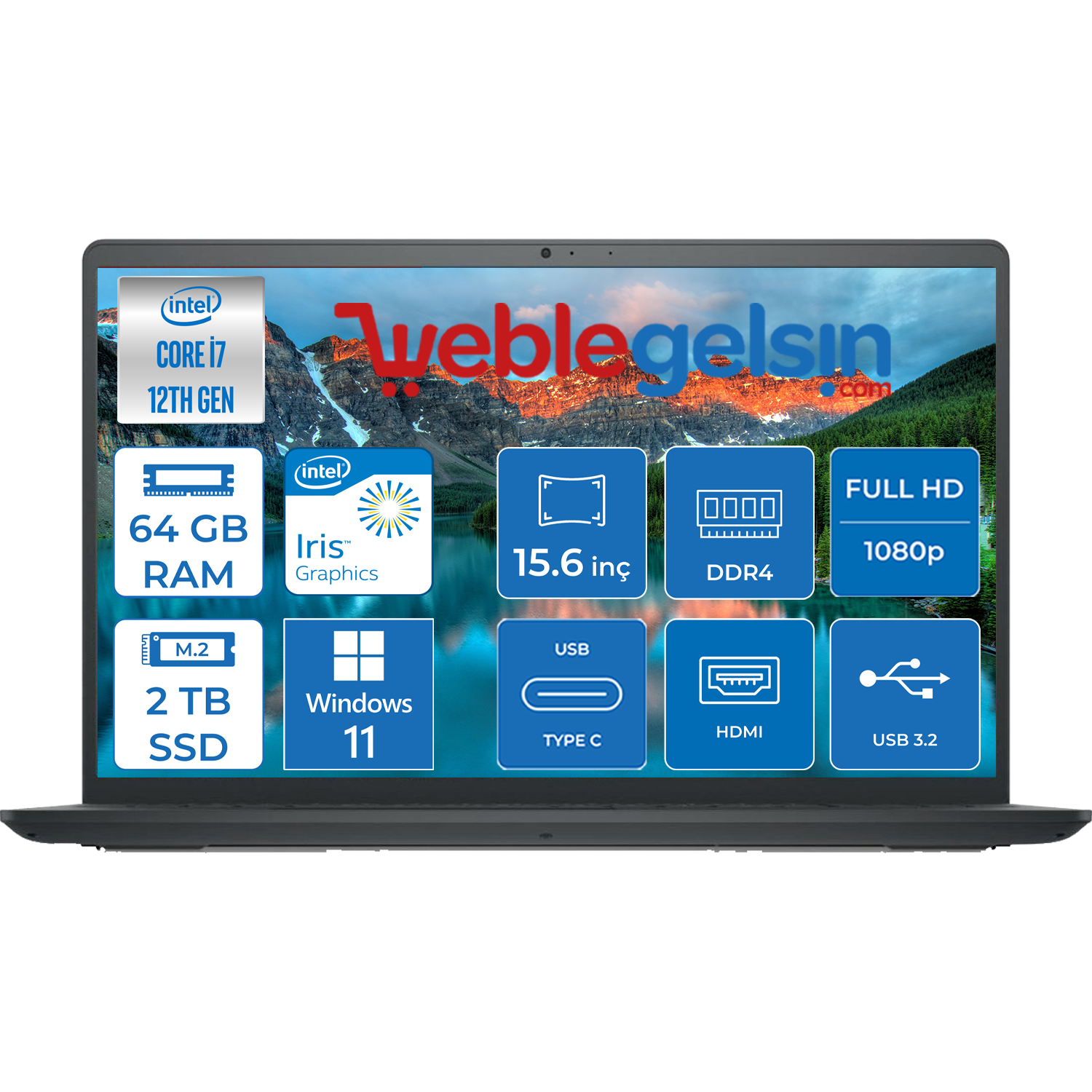 Dell Inspiron 3520 İntel Core i7 1255U 64GB GB 2TB Ssdıntel® Iris® Xe Windows 11 Home 15.6