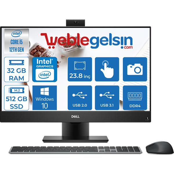Dell Optıplex 5400 AIO Intel Core i5 12500T 32GB 1TB 512GB SSD Touch 23.8