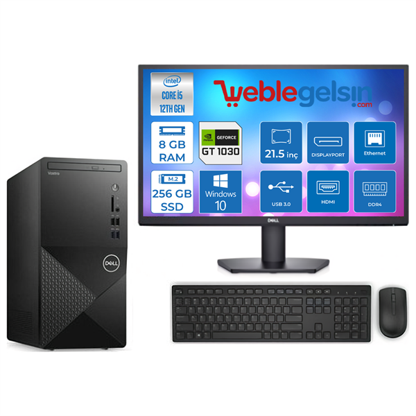 Dell Vostro 3910MT Intel Core i5 12400 8 GB 1 TB 256 GB SSD GT1030 Windows 10 Pro 21.5
