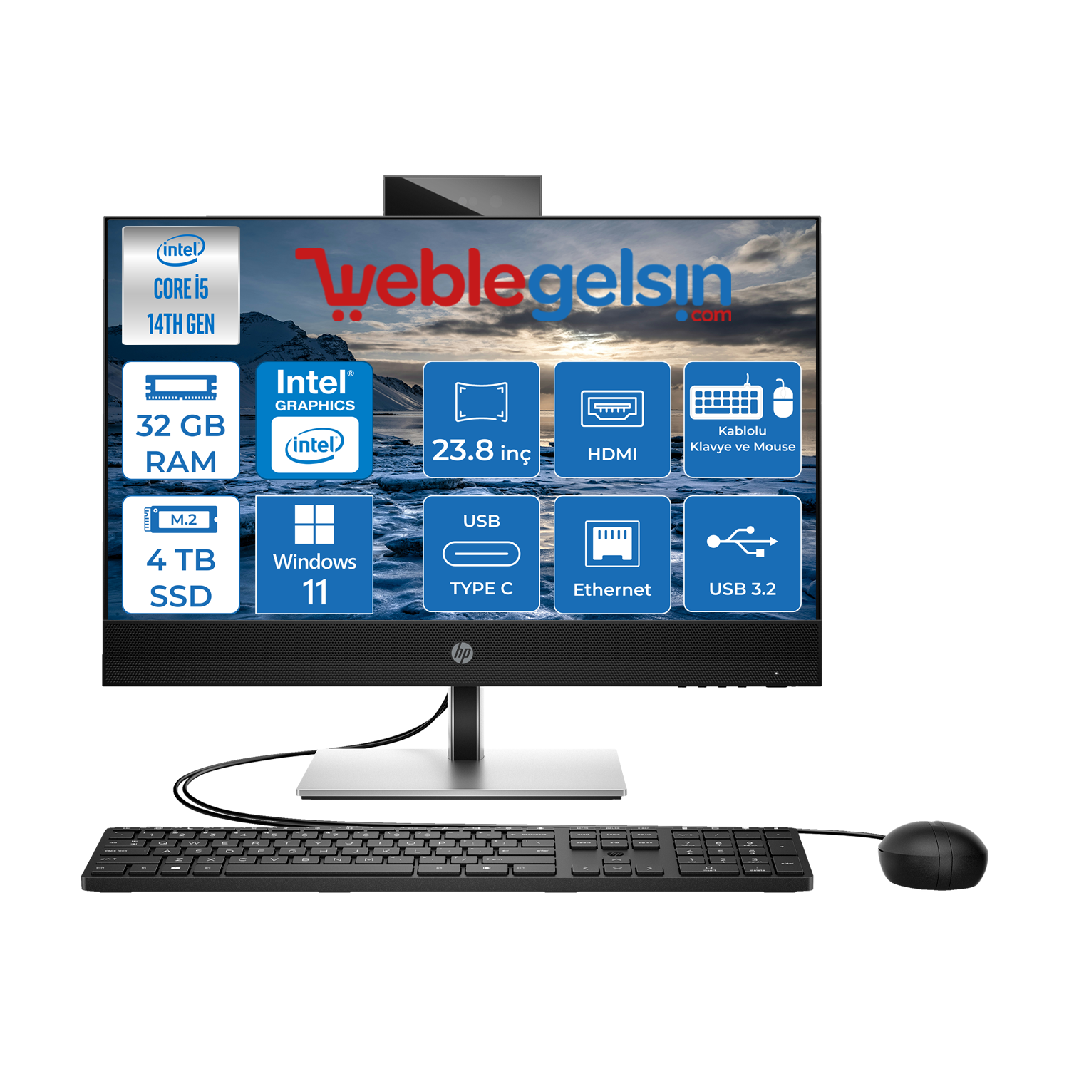 Hp Proone 440 G9 14.nesil Intel® Core I5 14500T 32GB DDR5 4TB SSD Fhd 23.8