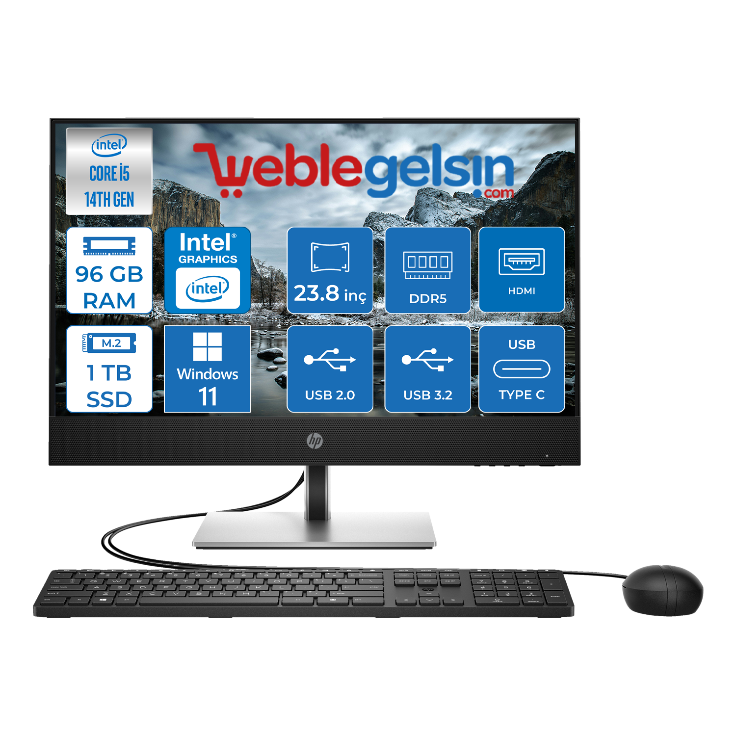Hp Proone 440 G9 14.nesil Intel® Core I5 14500T 96GB DDR5 1TB SSD Fhd 23.8