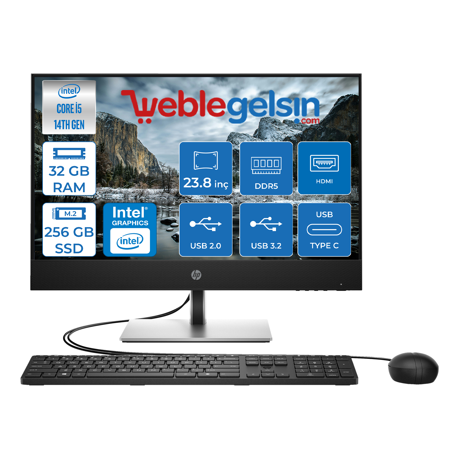Hp Proone 440 G9 14.nesil Intel® Core I5 14500T 32GB DDR5 256GB SSD Fhd 23.8