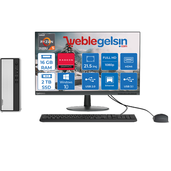 Lenovo Ideacentre 3 Sff Amd Ryzen 5 3500U 16GB 2TB SSD 21.5