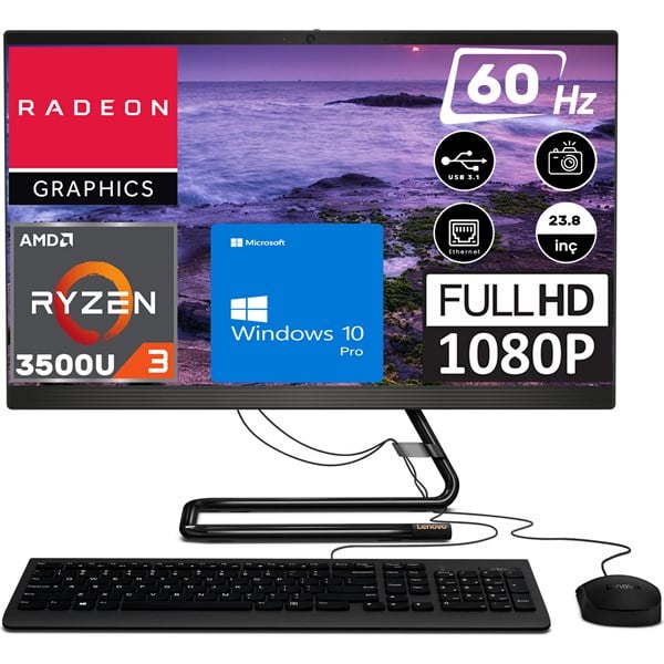 Lenovo Ideacentre Aıo 3 24ALC6 AMD Ryzen 3 3500U 32GB 1TB SSD Windows 10 Pro 23.8