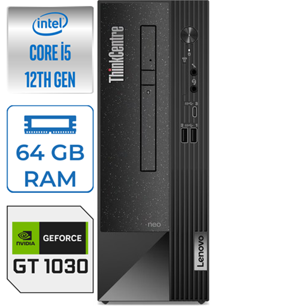 Lenovo Thinkcentre Neo 50S Intel Core i5 12400 64GB 1TB SSD 2GB GT1030 Freedos Masaüstü Bilgisayar 11T000ESTXGF11
