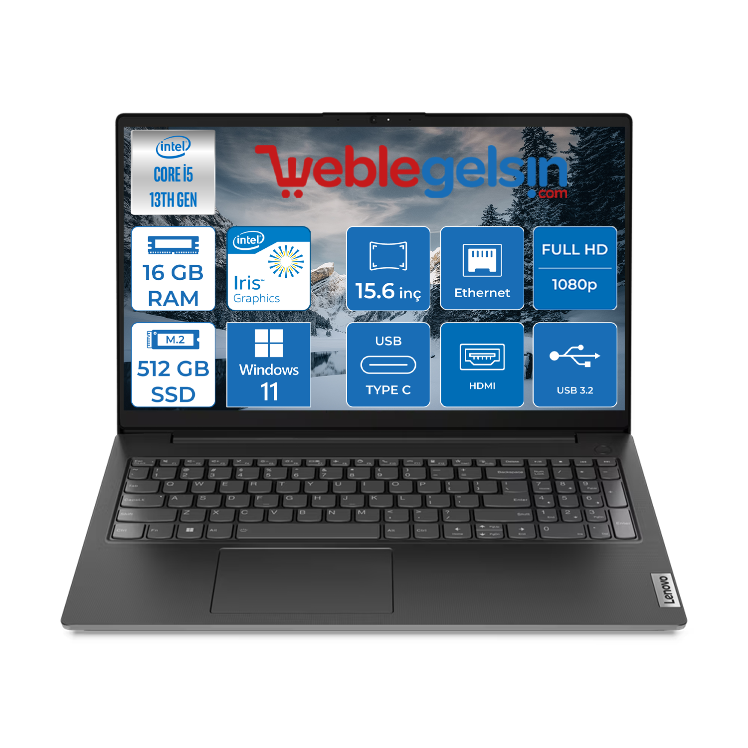 Lenovo V15 Gen4 Intel Core I5 13420H 16GB 512GB SSD Windows 11 Home 15.6 inç Fhd Taşınabilir Bilgisayar 83A10091TRH06