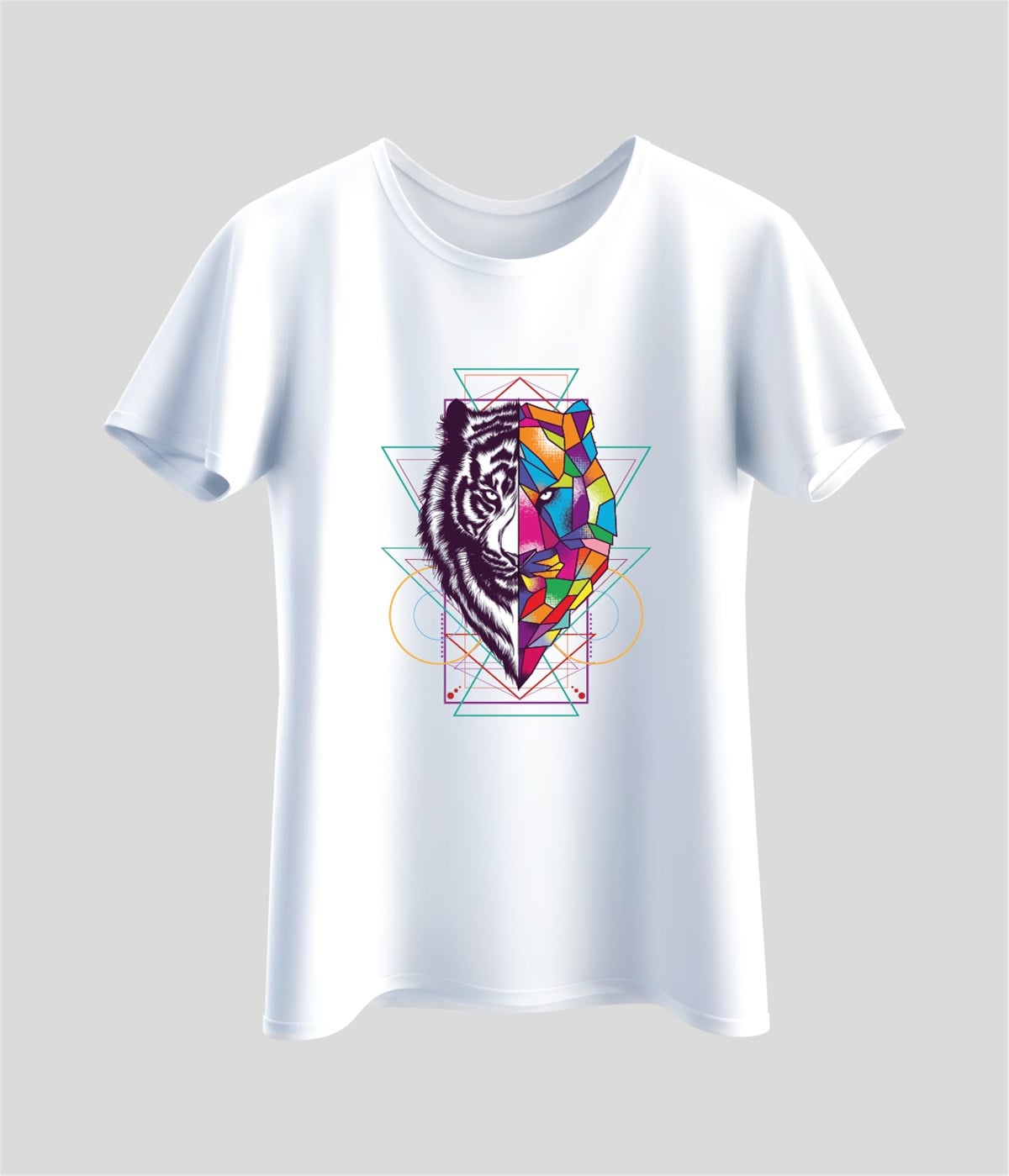 Aslan Renkli Baskılı Unisex T-Shirt