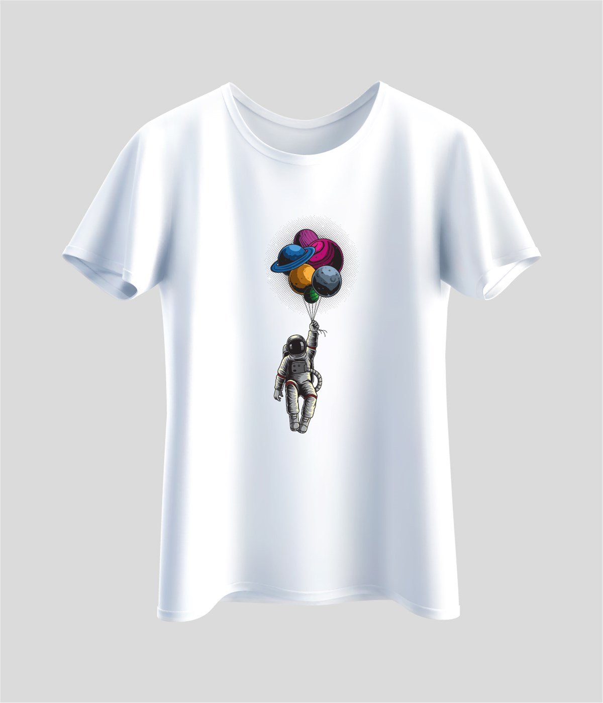 Astronot Uzay Gezegen Baskılı Unisex T-Shirt