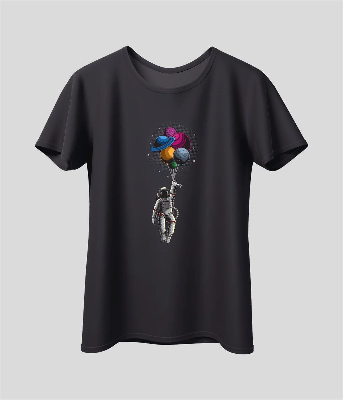Astronot Uzay Gezegen Baskılı Unisex T-Shirt