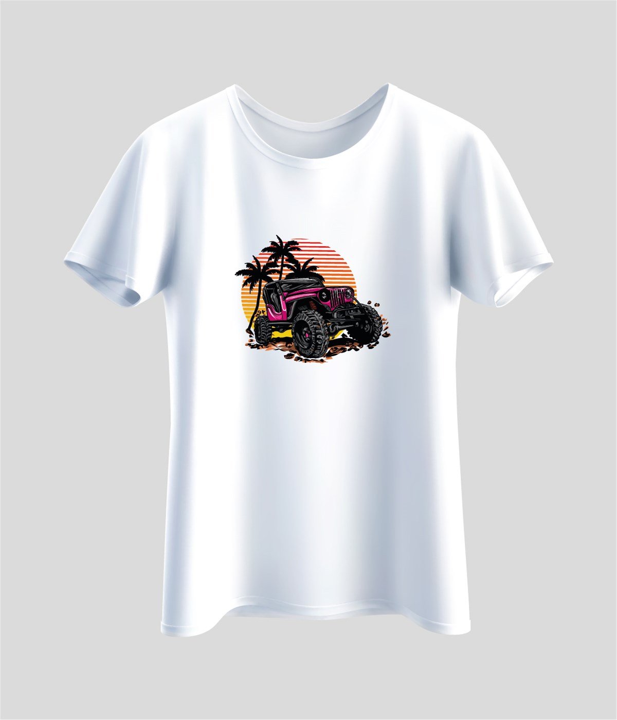 Offroad Car Baskılı T-Shirt