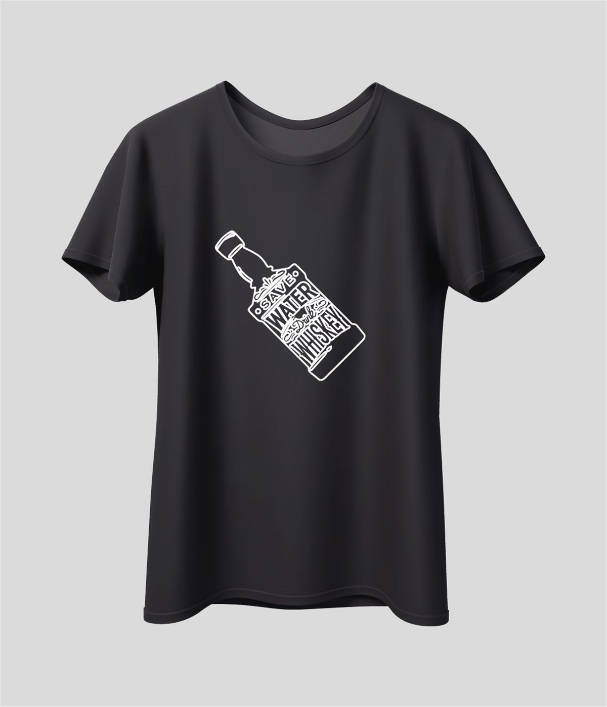 Save Water Drink Wiskey Baskılı T-Shirt