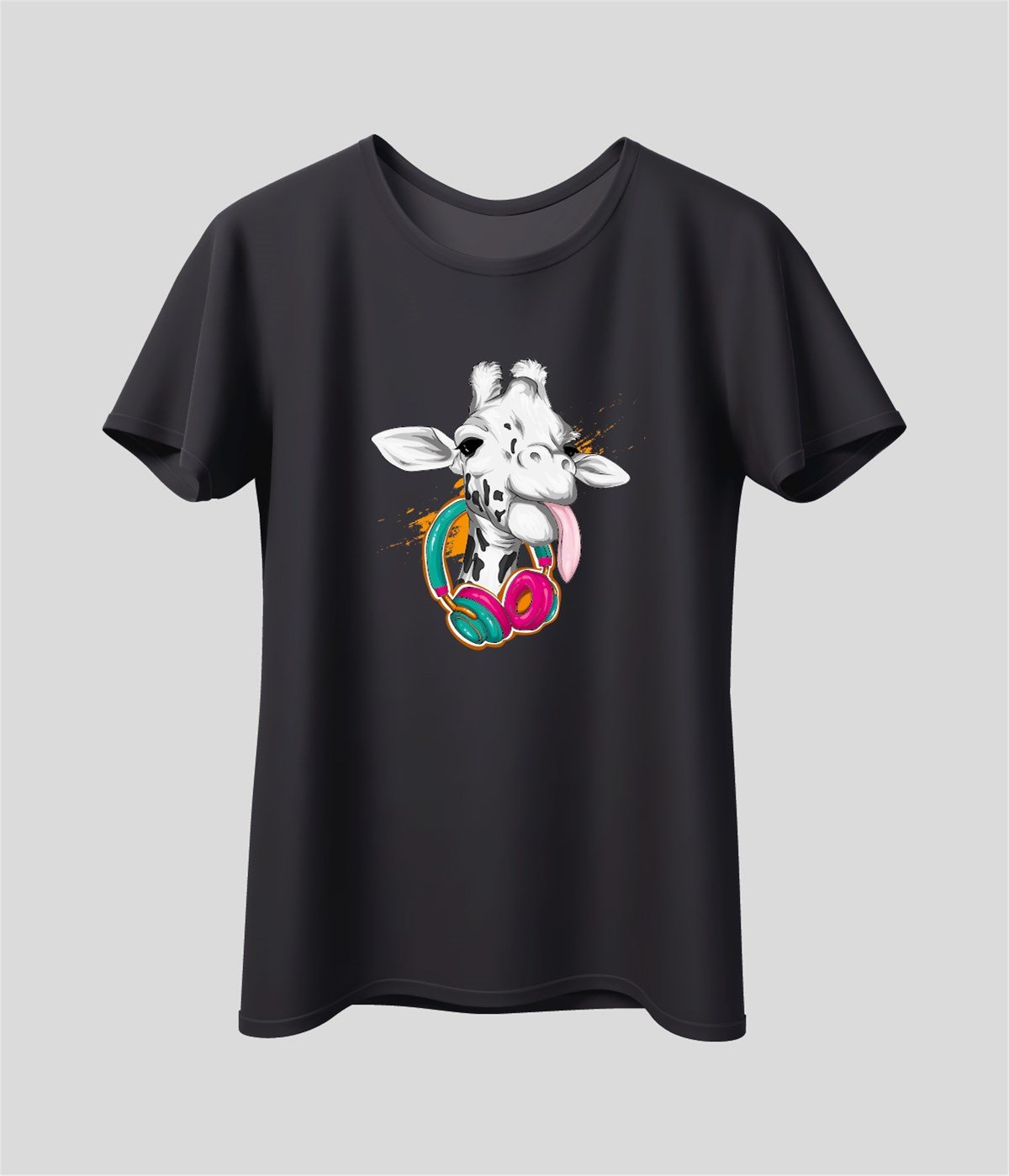 Zürafa Renkli Baskılı Unisex T-Shirt