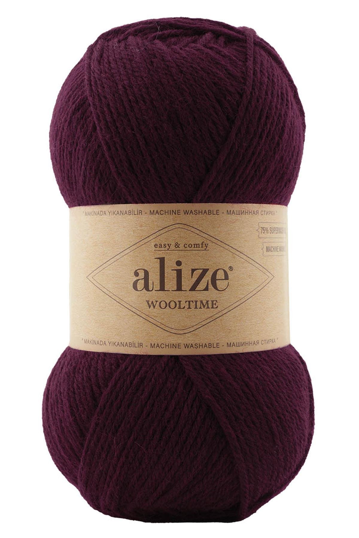 Alize Wool Time %75 Yünlü El Örgü İpi 578-Koyu Bordo