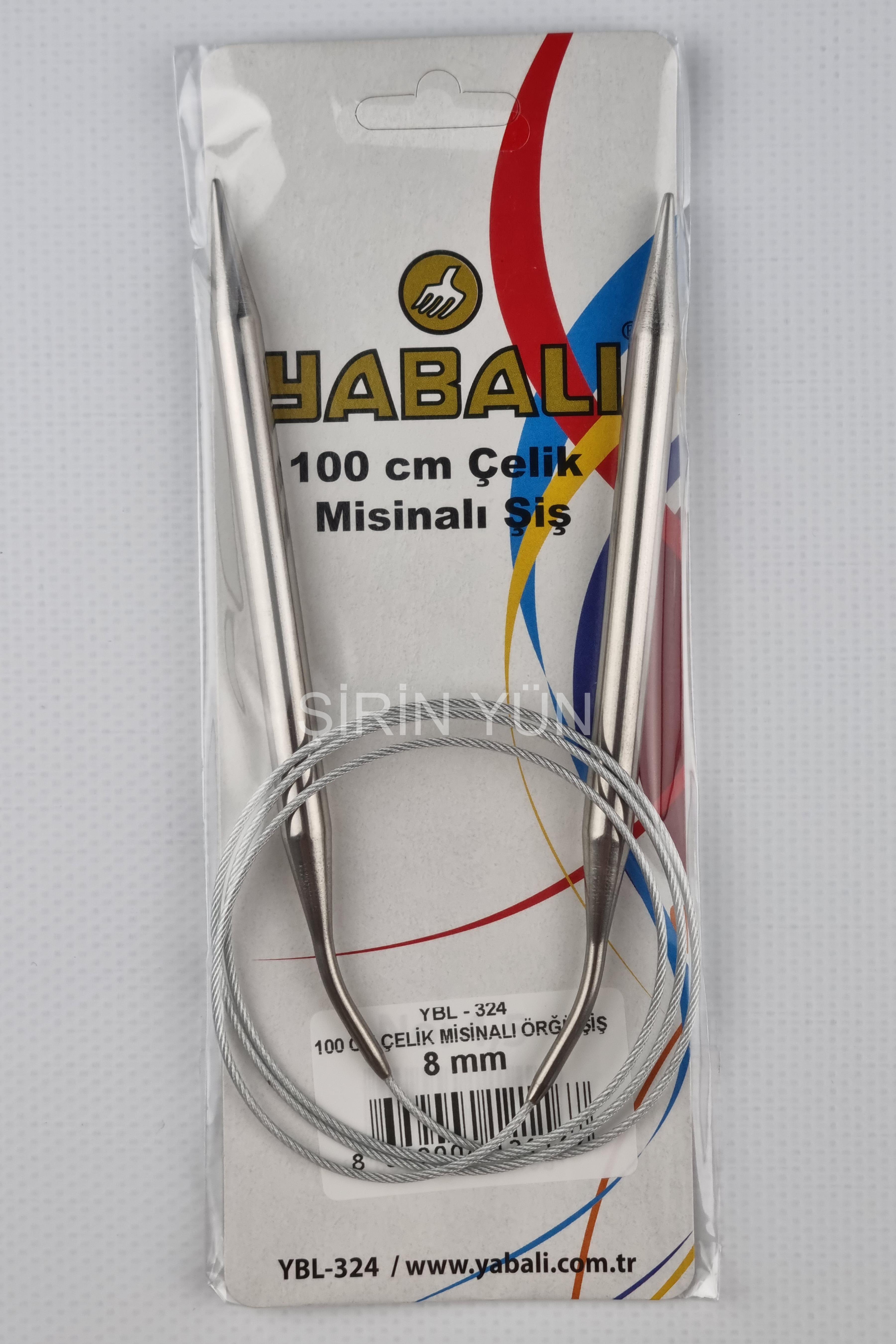 Yabalı 100 Cm Çelik Misinalı 8 mm Örgü Şişi
