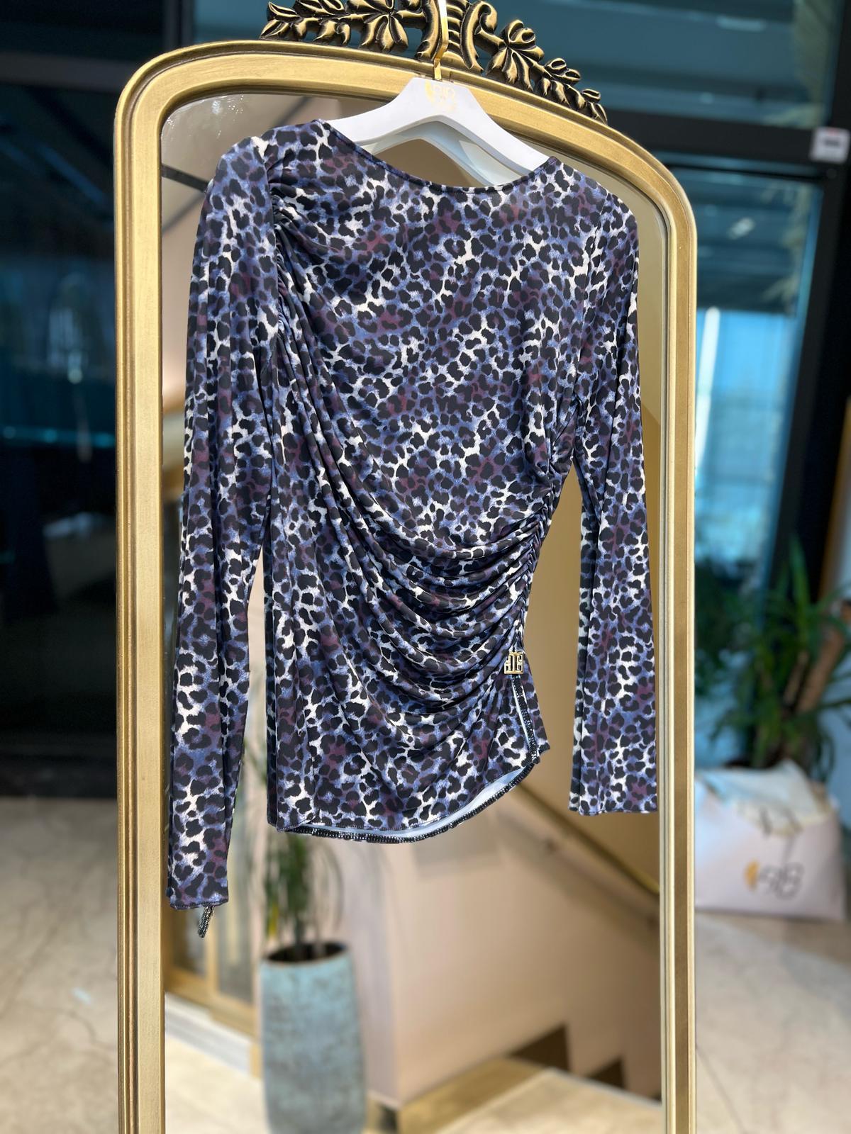 RENKLİ LEOPARLI BLUZ