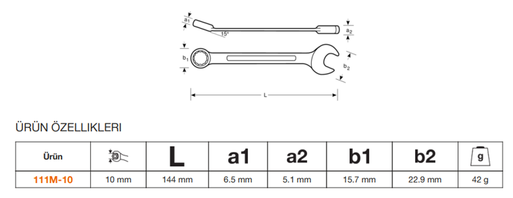 Bahco Kombine Anahtar 10mm 111M-10
