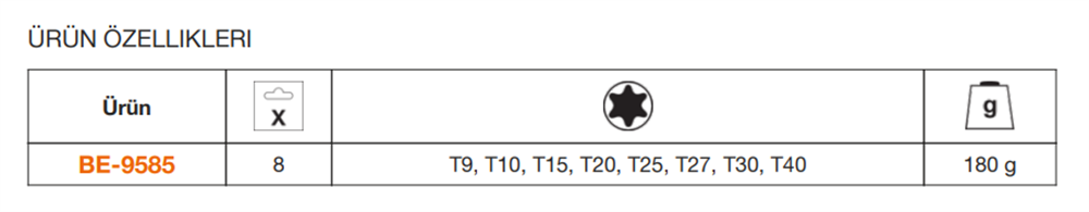 Bahco Torx® Allen Anahtar Seti 8 Parça BE-9585