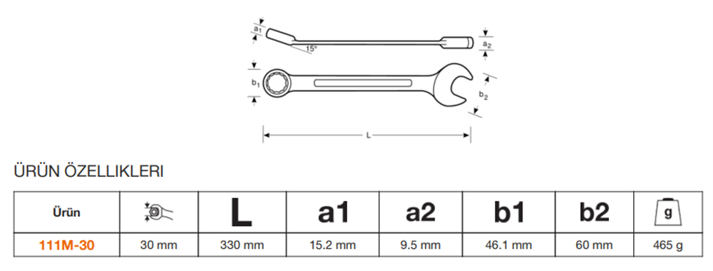 Bahco Kombine Anahtar 30mm 111M-30
