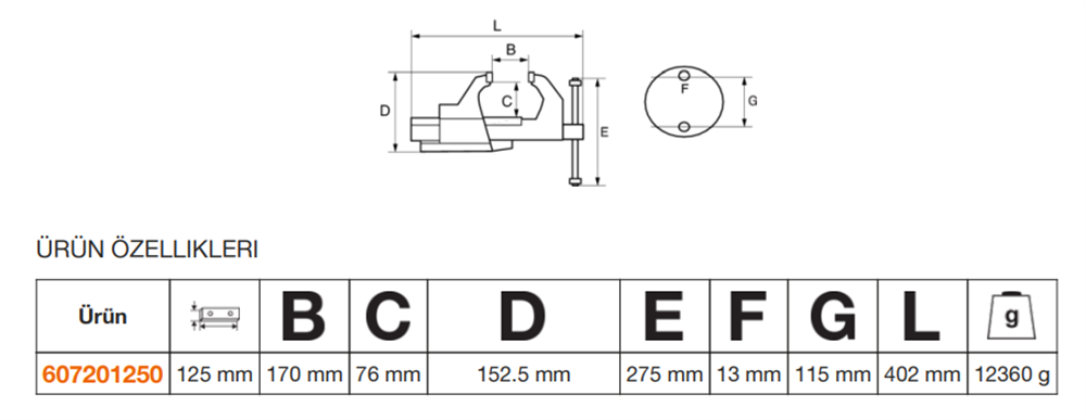 Bahco Mengene 125mm 607201250