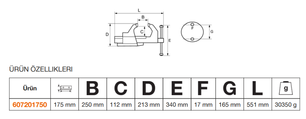 Bahco Mengene 175mm 607201750