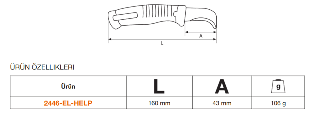 Bahco Elektrikçi Bıçağı - Kılavuzlu 2446-EL-HELP