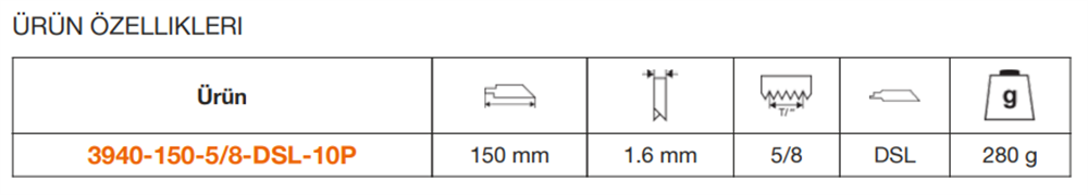 Bahco İsveç Yapımı Tilki Kuyruğu Bıçağı 3940-150-5/8-DSL-10P