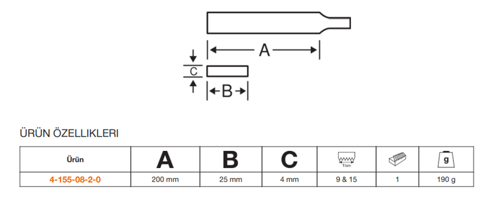 Bahco ERGO™ Çift taraflı Çiftçi Eğesi 4-155-08-2-0