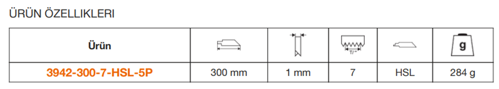 Bahco İsveç Yapımı Tilki Kuyruğu Bıçağı 3942-300-7-HSL-5P
