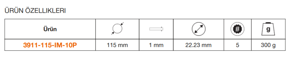 Bahco Kesme Diski 3911-115-IM-10P