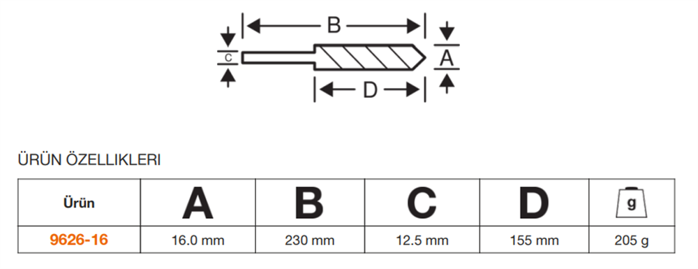 Bahco Ahşap Matkap Ucu 16.0mm 9626-16