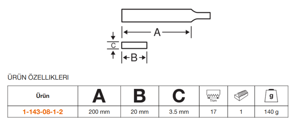 Bahco ERGO™ Mil Eğesi 1-143-08-1-2