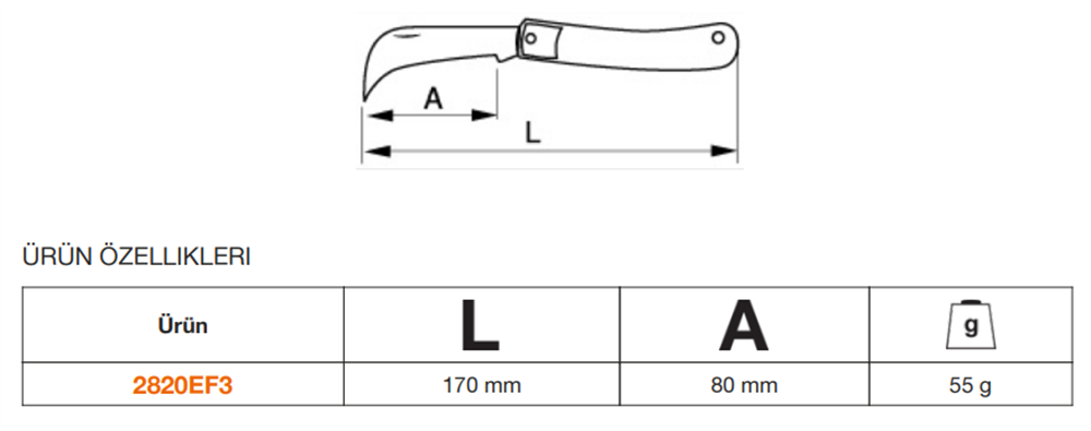 Bahco Katlanabilir Elektrikçi Bıçağı 170mm 2820EF3