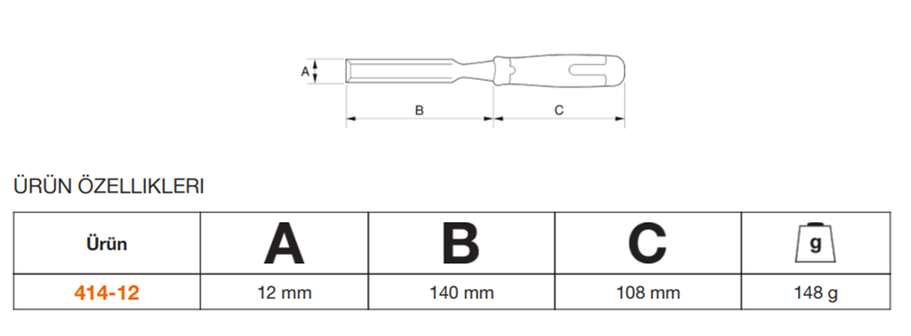 Bahco Iskarpela 12mm 414-12