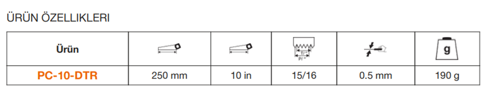 Bahco İsveç Yapımı Kırlangıç Kuyruğu Testere Düz Saplı PC-10-DTR