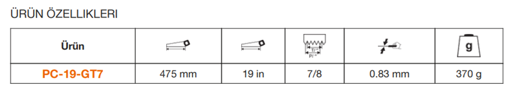 Bahco İsveç Yapımı Marangoz Testeresi Sert Uçlu PC-19-GT7