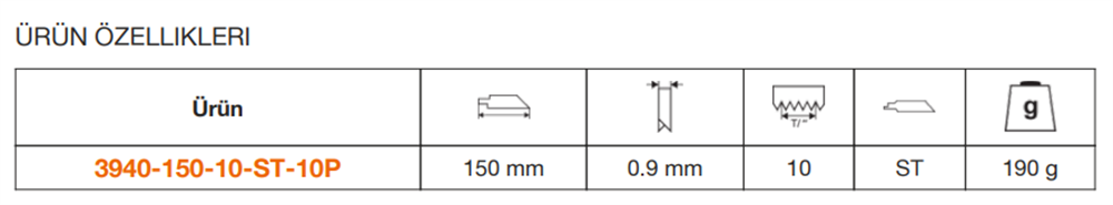 Bahco İsveç Yapımı Tilki Kuyruğu Bıçağı 3940-150-10-ST-10P