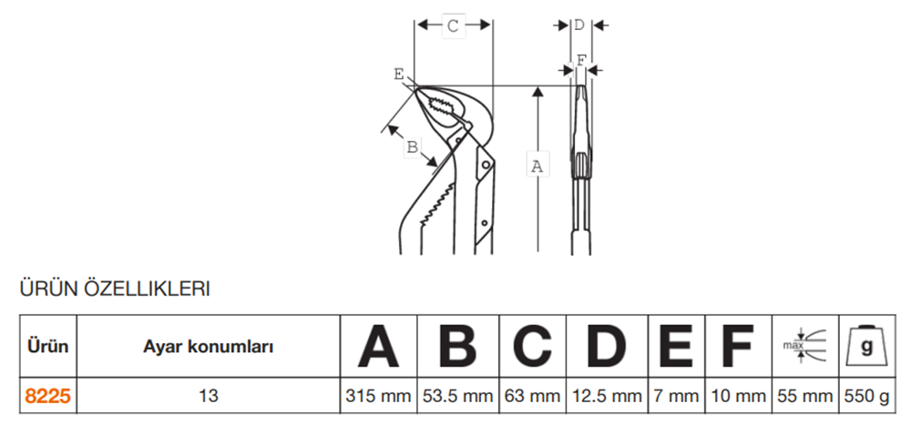 Bahco ERGO™ Fort Pense 55mm 8225